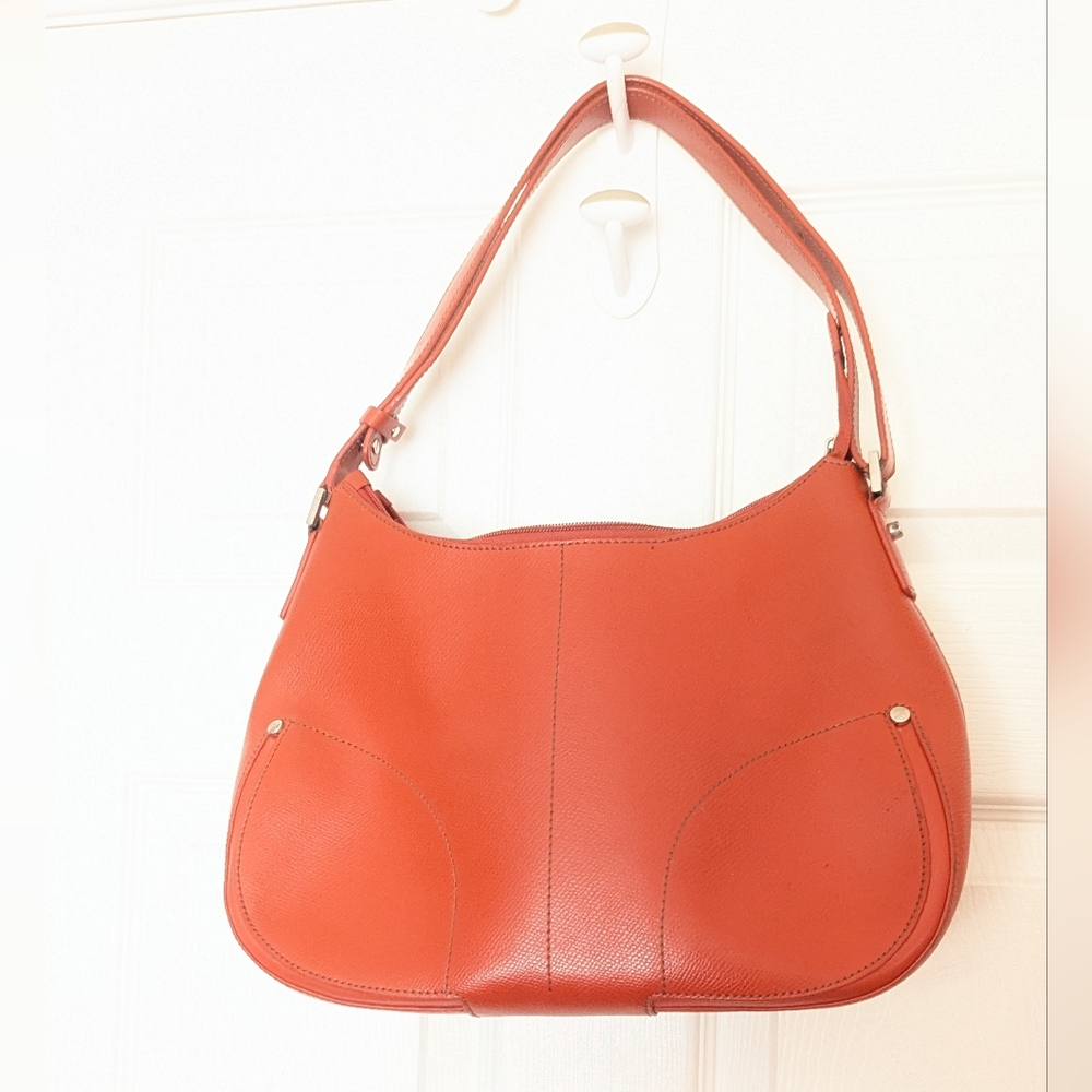 Lamarthe Elegant French Designer Orange Leather Shoulder Bag